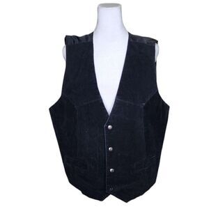 Vintage 90s Leather Suede Vest Mens Size L Black